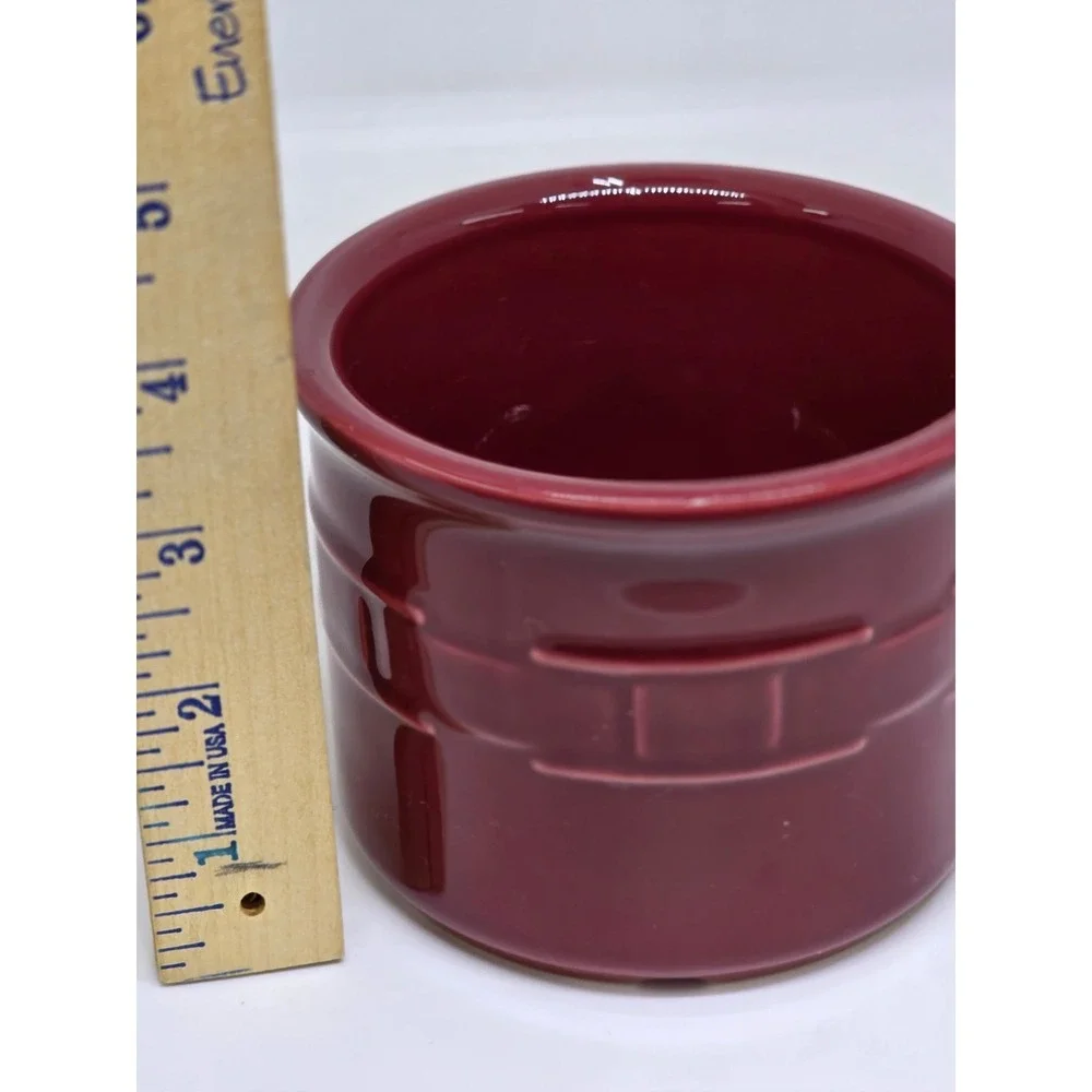Longaberger Pottery Woven Traditions 1 Pint Salt Crock Paprika Red Kitchen Decor